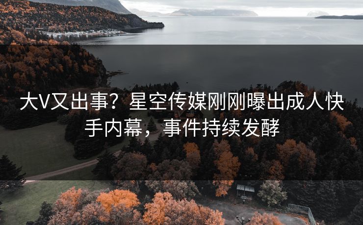 大V又出事？星空传媒刚刚曝出成人快手内幕，事件持续发酵