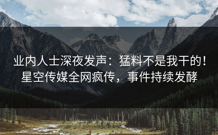 业内人士深夜发声：猛料不是我干的！星空传媒全网疯传，事件持续发酵