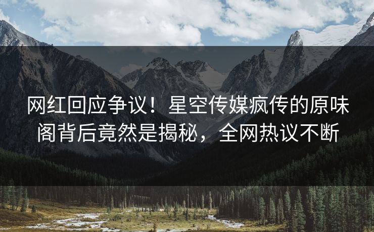 网红回应争议！星空传媒疯传的原味阁背后竟然是揭秘，全网热议不断