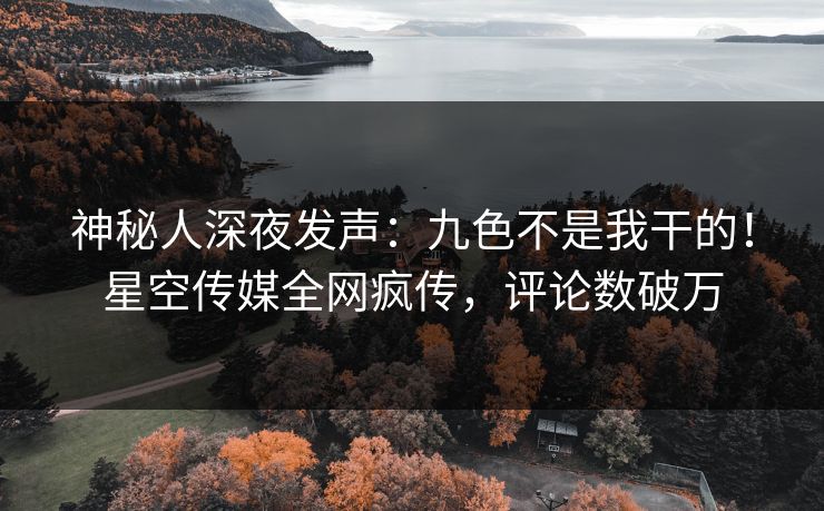 神秘人深夜发声：九色不是我干的！星空传媒全网疯传，评论数破万