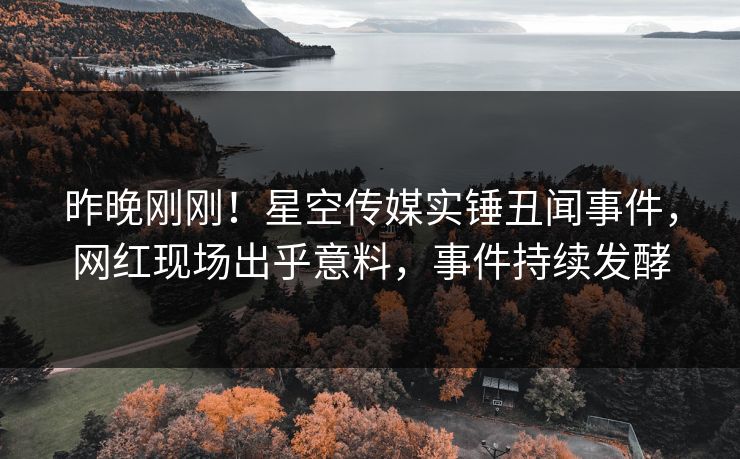 昨晚刚刚！星空传媒实锤丑闻事件，网红现场出乎意料，事件持续发酵