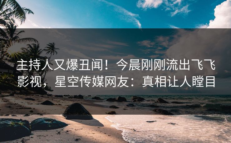 主持人又爆丑闻！今晨刚刚流出飞飞影视，星空传媒网友：真相让人瞠目
