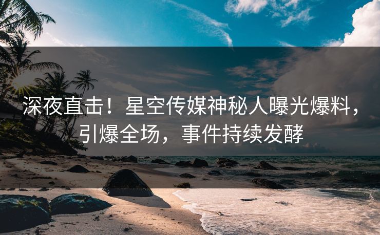 深夜直击！星空传媒神秘人曝光爆料，引爆全场，事件持续发酵
