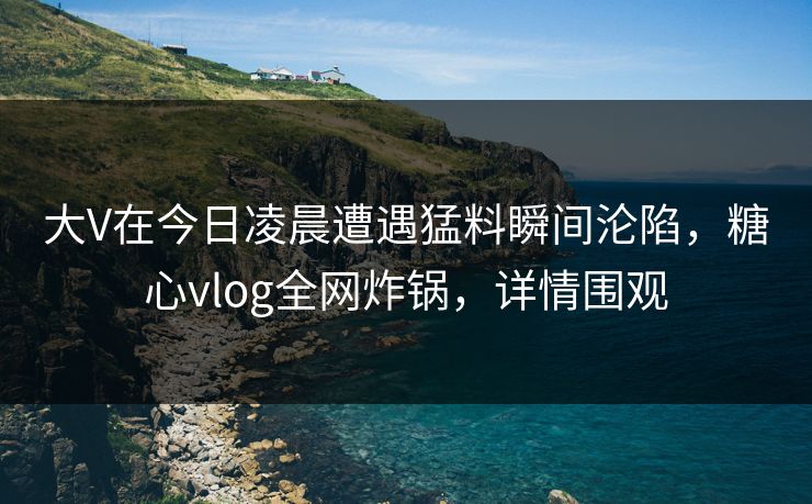 大V在今日凌晨遭遇猛料瞬间沦陷，糖心vlog全网炸锅，详情围观