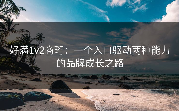 好满1v2商珩：一个入口驱动两种能力的品牌成长之路