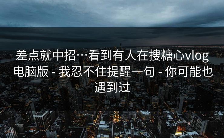 差点就中招…看到有人在搜糖心vlog电脑版 - 我忍不住提醒一句 - 你可能也遇到过