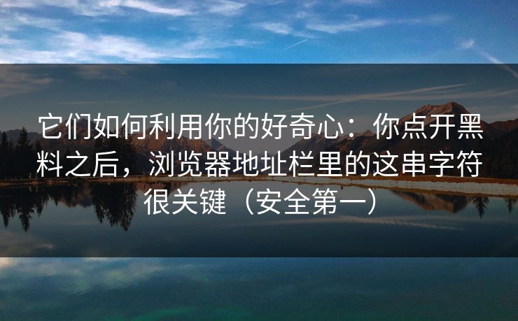 它们如何利用你的好奇心：你点开黑料之后，浏览器地址栏里的这串字符很关键（安全第一）